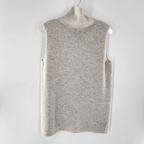 LAFAYETTE 148 NEW YORK Gray Cashmere Sleeveless Turtleneck Sweater - Picture 2 of 4